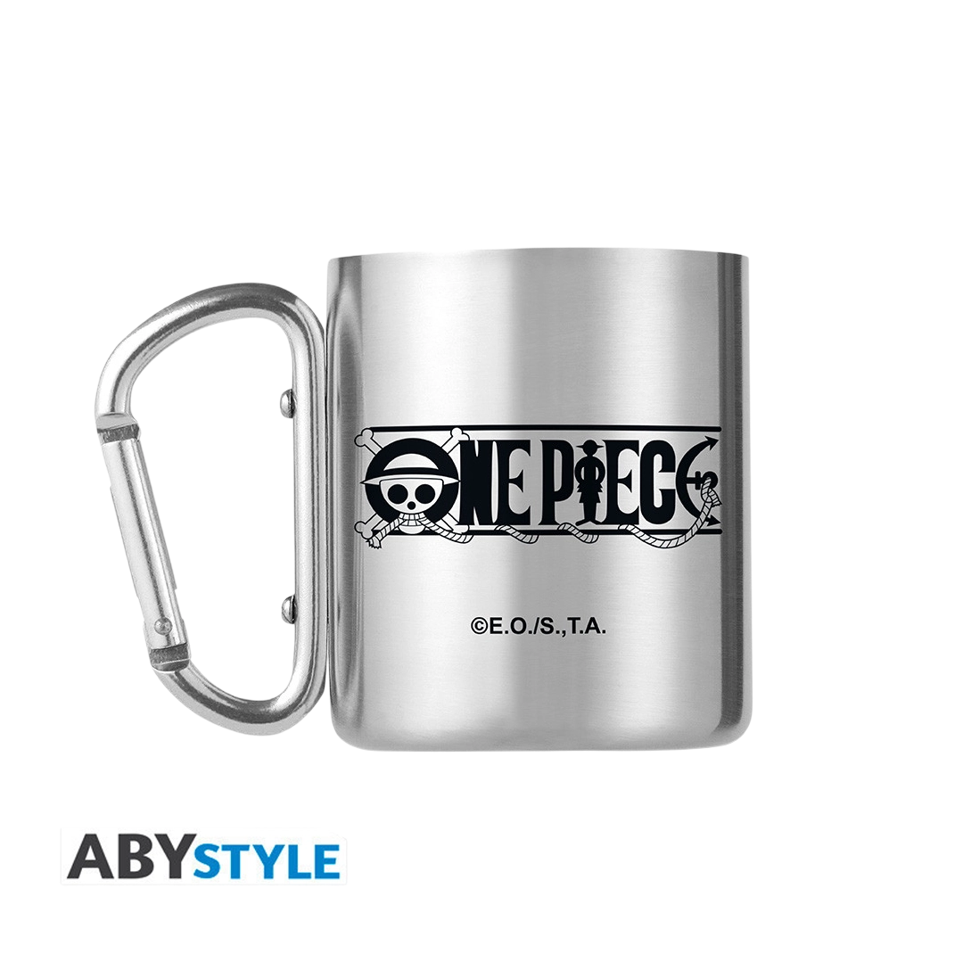 ONE PIECE Karabiner-Tasse – Ace & Totenkopf (235ml, Edelstahl)