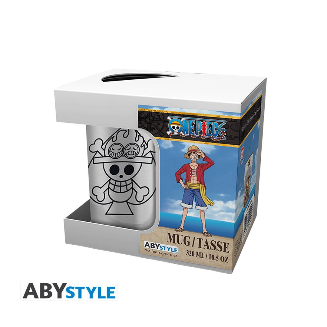 ONE PIECE Karabiner-Tasse – Ace & Totenkopf (235ml, Edelstahl)